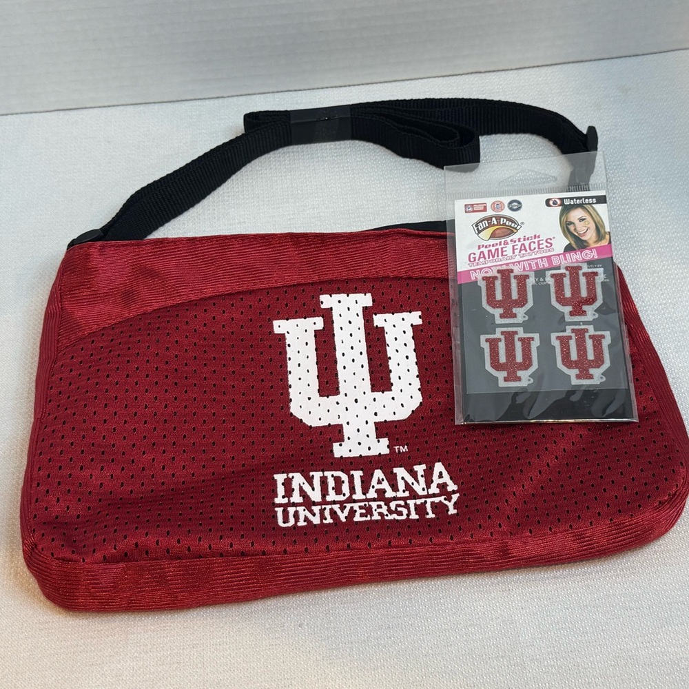 Indiana University IU Hoosiers Purse Handbag Tote + Peel & Stick Game Face Bling